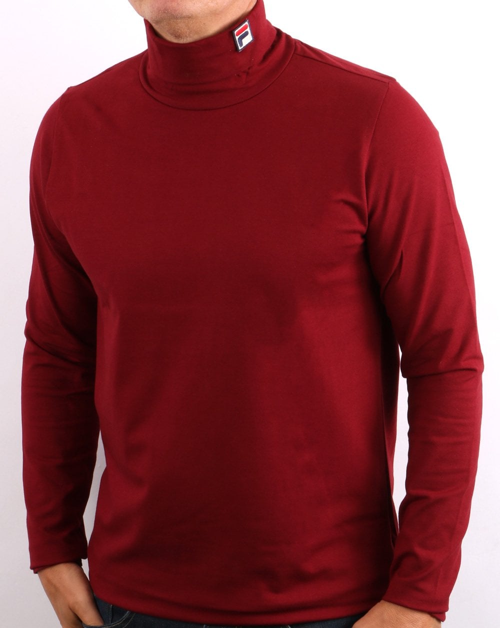 Fila Vintage Rollkragenpullover Dunkelrot