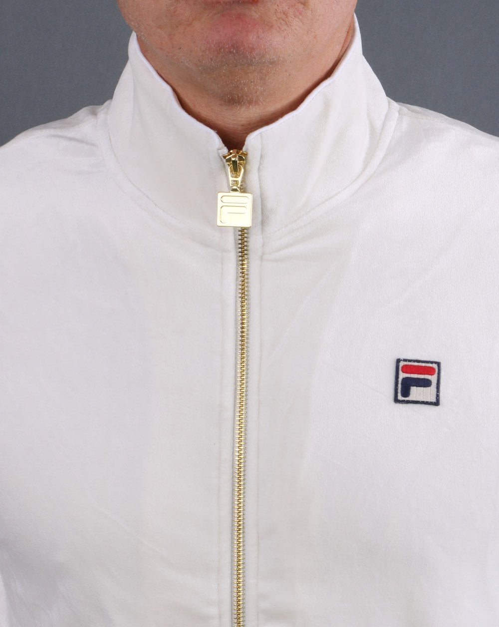 Fila Vintage Velours-Trainingsjacke Creme