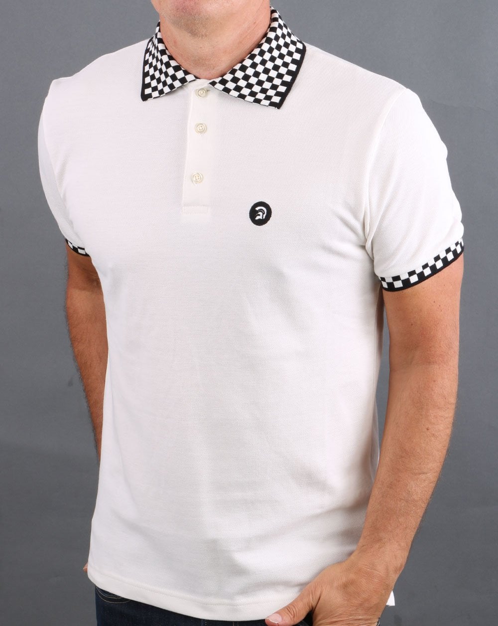 Trojan Checkerboard Poloshirt Off White