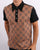 Ska & Soul Jacquard Knit Polo Tan/Black