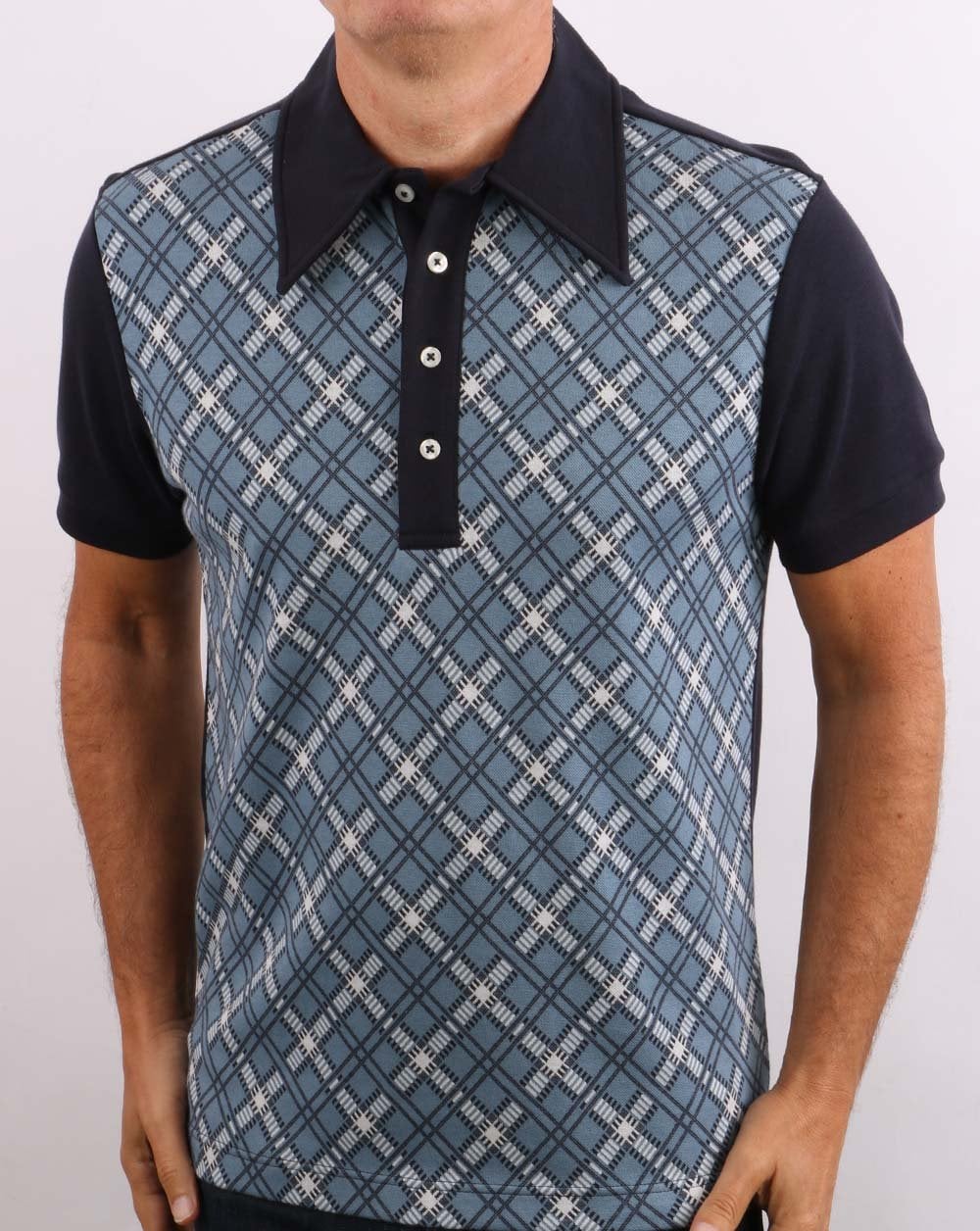 Ska &amp; Soul Jacquard-Strickpolo in Marineblau