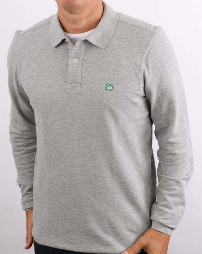 Benetton Langarm-Poloshirt Grau