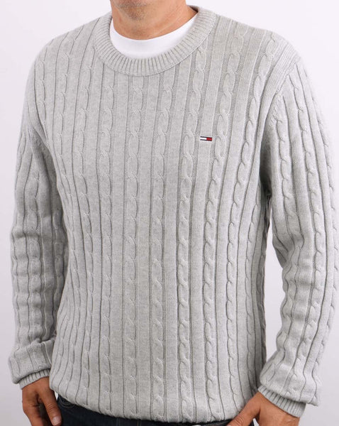 Tommy Jeans Cable Knit Jumper Light Grey Heather