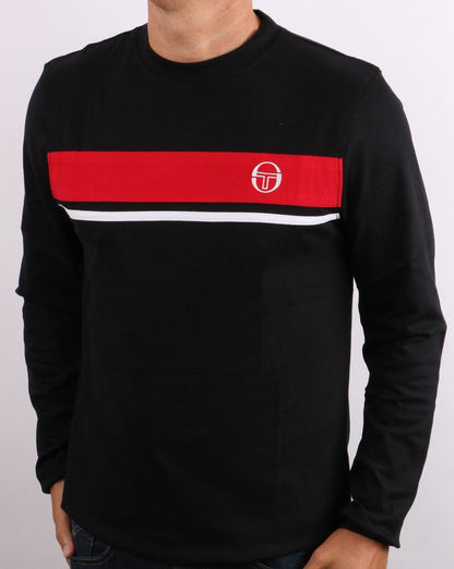 Sergio Tacchini Masters Langarm-T-Shirt Schwarz/Rot/Weiß