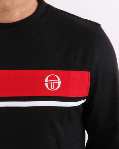 Sergio Tacchini Masters Langarm-T-Shirt Schwarz/Rot/Weiß