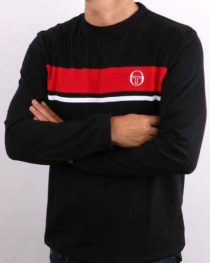 Sergio Tacchini Masters Langarm-T-Shirt Schwarz/Rot/Weiß