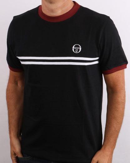 Sergio Tacchini Supermac T-Shirt Schwarz/Portwein/Weiß