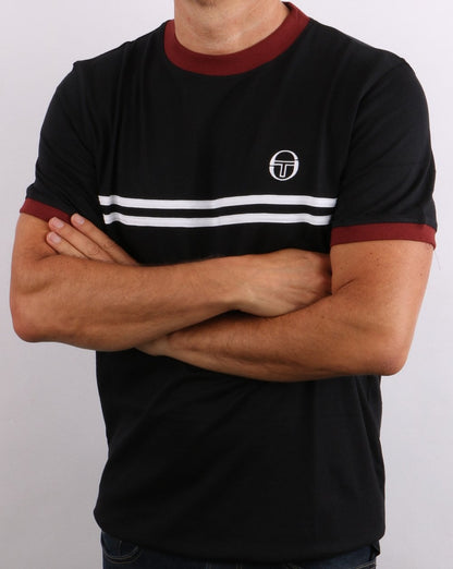 Sergio Tacchini Supermac T-Shirt Schwarz/Portwein/Weiß