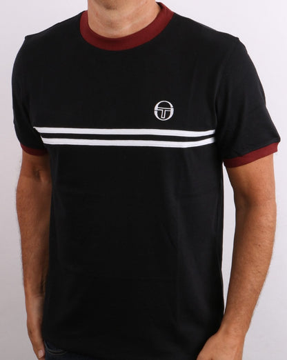 Sergio Tacchini Supermac T-Shirt Schwarz/Portwein/Weiß
