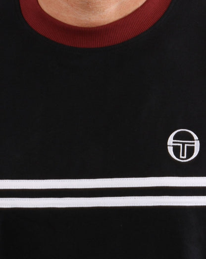 Sergio Tacchini Supermac T-Shirt Schwarz/Portwein/Weiß