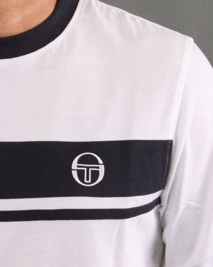 Sergio Tacchini Masters Langarm-T-Shirt Weiß/Marineblau