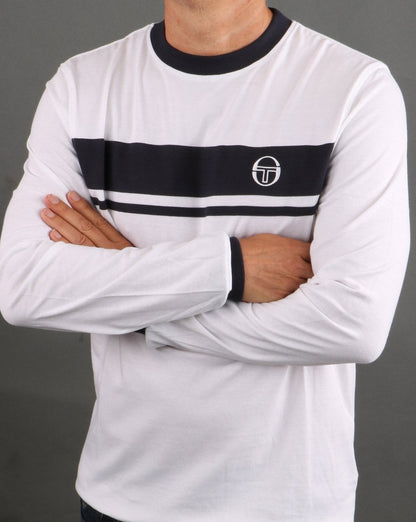 Sergio Tacchini Masters Langarm-T-Shirt Weiß/Marineblau