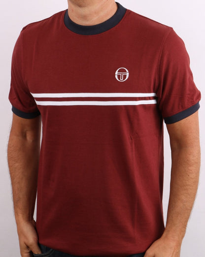 Sergio Tacchini Supermac T-Shirt Portwein/Marineblau/Weiß