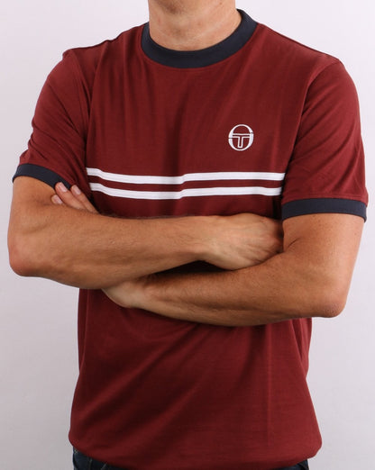 Sergio Tacchini Supermac T-Shirt Portwein/Marineblau/Weiß