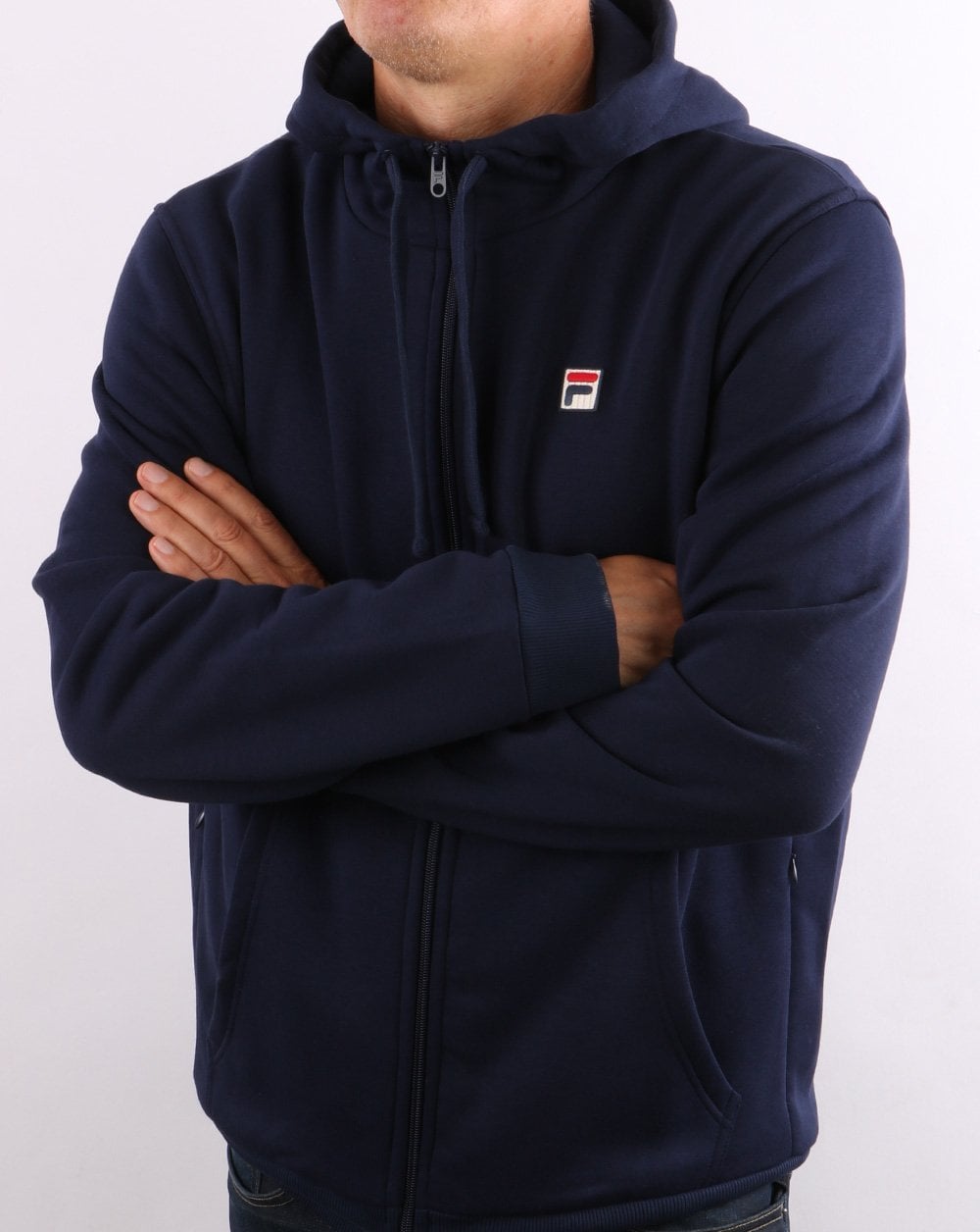 Fila Vintage – Kapuzenjacke mit durchgehendem Reißverschluss, Marineblau
