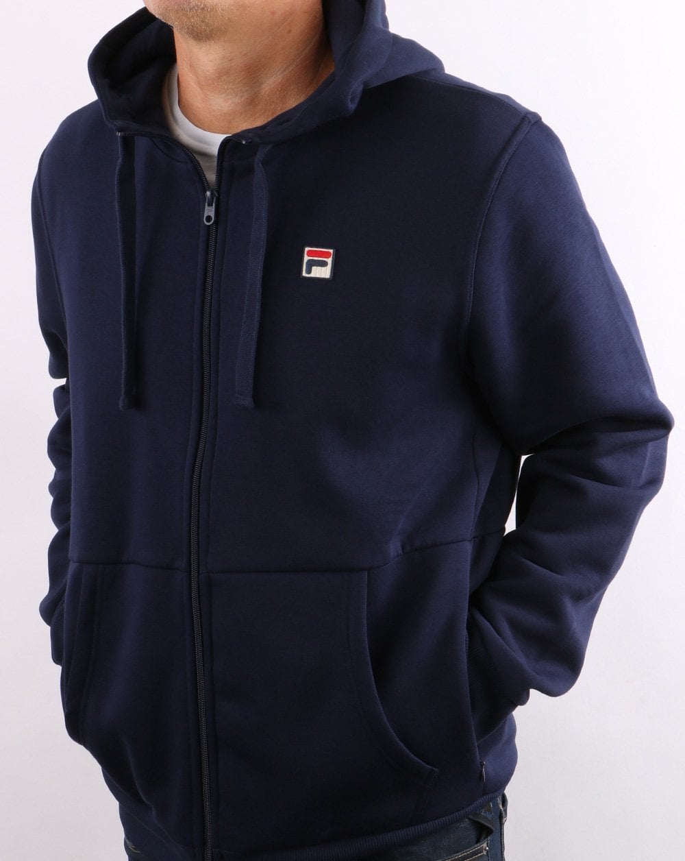 Fila Vintage – Kapuzenjacke mit durchgehendem Reißverschluss, Marineblau
