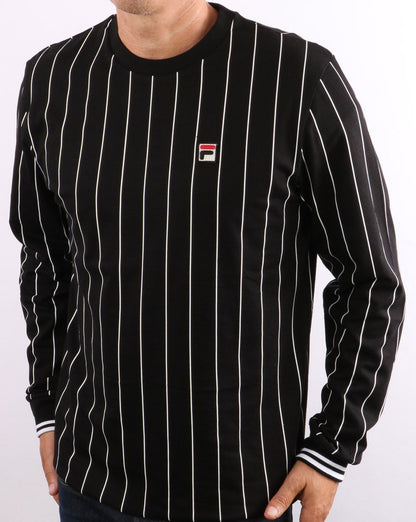 Fila Vintage Cannon Langarm-T-Shirt Schwarz/Weiß