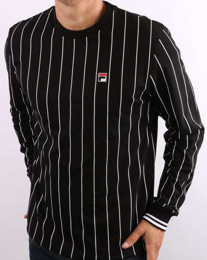 Fila Vintage Cannon Langarm-T-Shirt Schwarz/Weiß