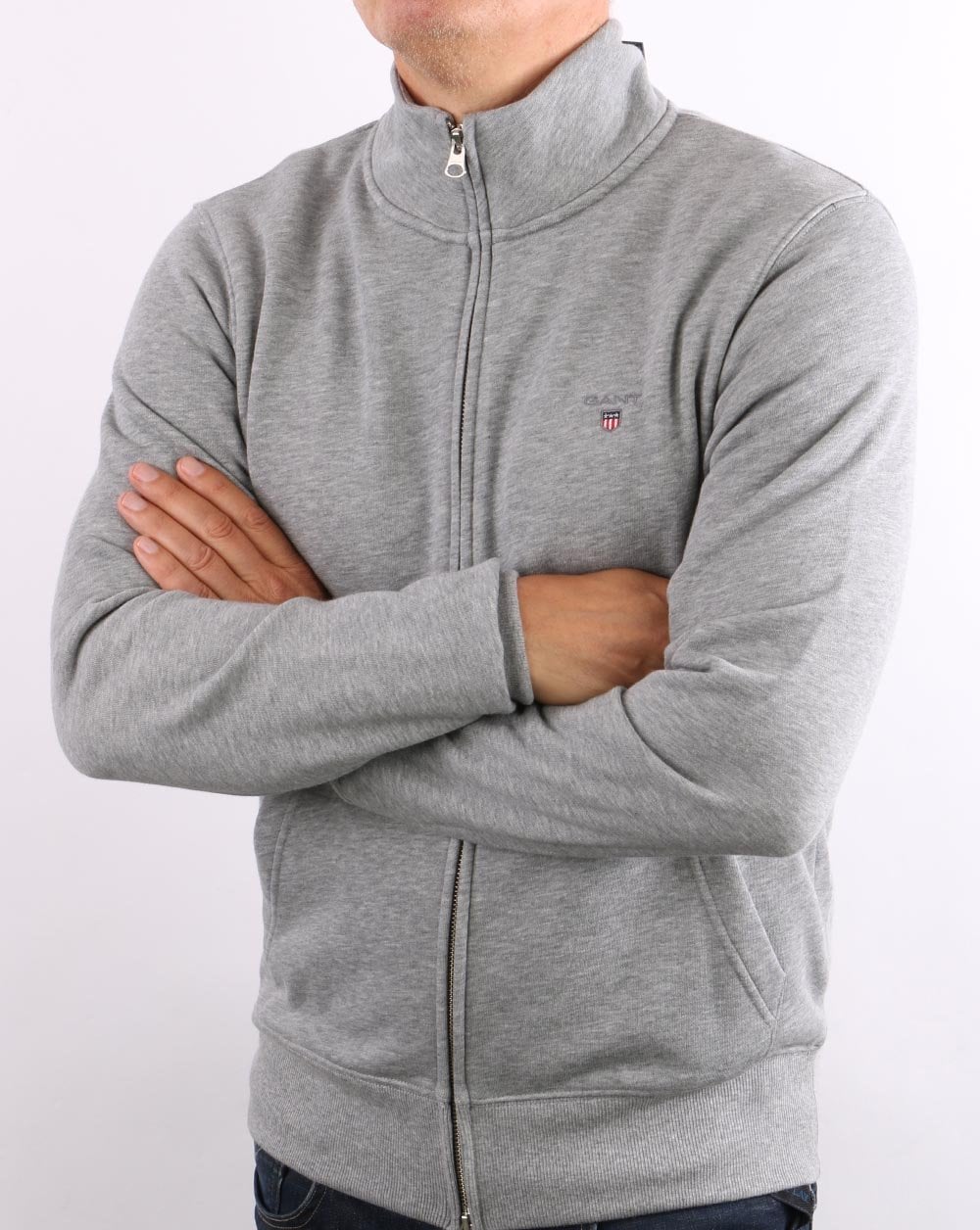 Gant Original Trainingsjacke mit durchgehendem Reißverschluss, Graumeliert