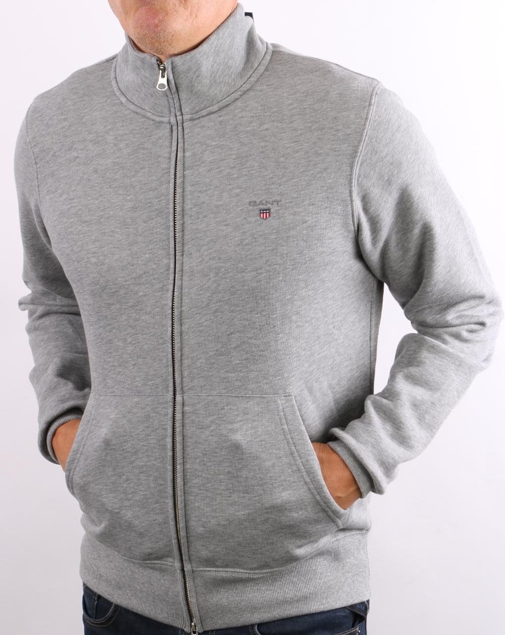 Gant Original Trainingsjacke mit durchgehendem Reißverschluss, Graumeliert