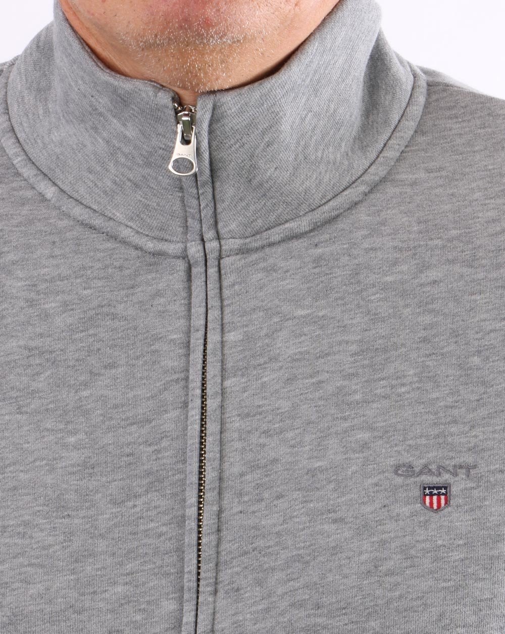 Gant Original Trainingsjacke mit durchgehendem Reißverschluss, Graumeliert