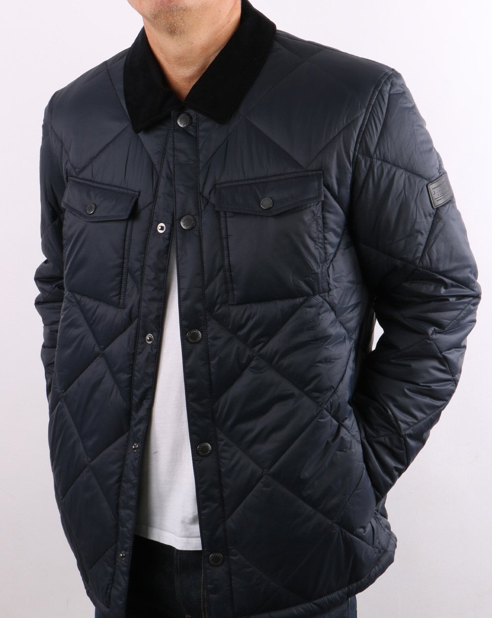 Barbour Hemd Steppjacke Marineblau