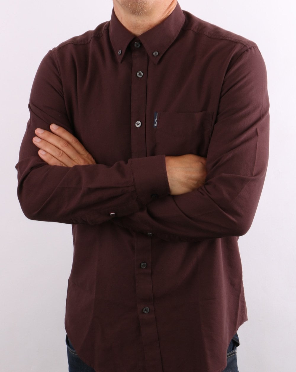 Ben Sherman Long Sleeve Oxford Shirt Burgundy
