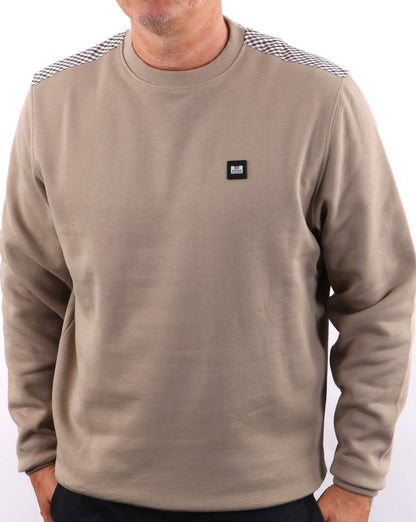 Weekend Offender – Sweatshirt mit karierter Schulterpartie in Beige