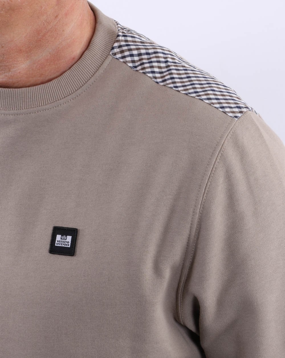 Weekend Offender Check Shoulder Sweatshirt Beige