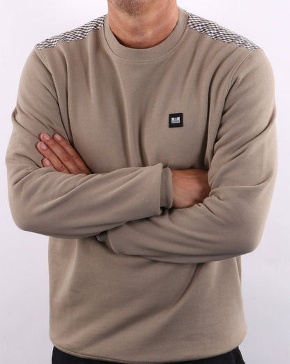 Weekend Offender – Sweatshirt mit karierter Schulterpartie in Beige