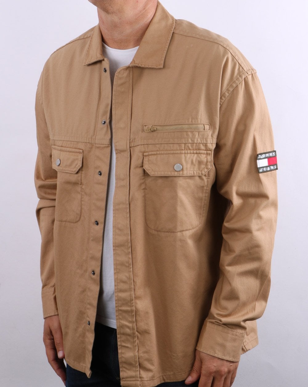 Tommy Jeans Tonal Twill Overshirt Classic Khaki