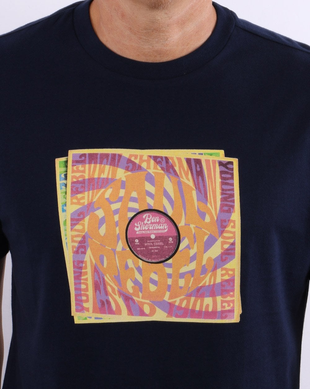 Ben Sherman Soul Rebel Record Sleeve T-Shirt Marine 