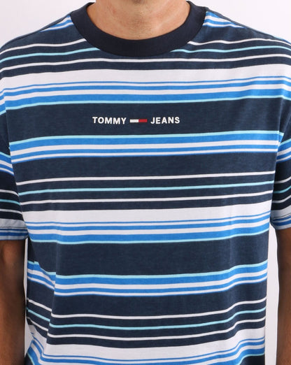 Tommy Hilfiger – T-Shirt mit mehreren Streifen in Twilight Navy 
