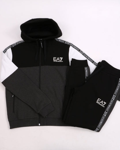 EA7 Trainingsanzug Schwarz/Weiß/Grau