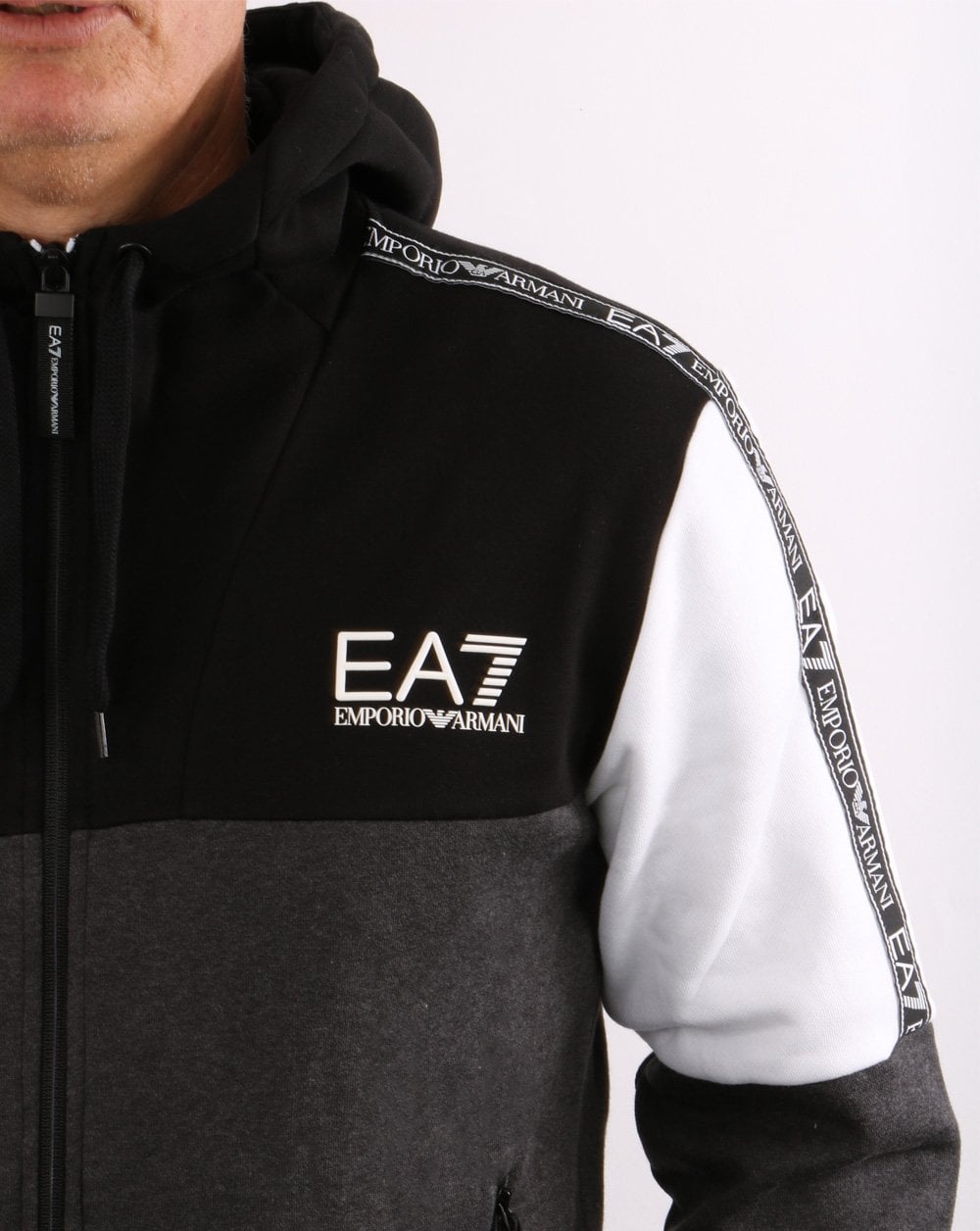 EA7 Tracksuit Black/White/Grey