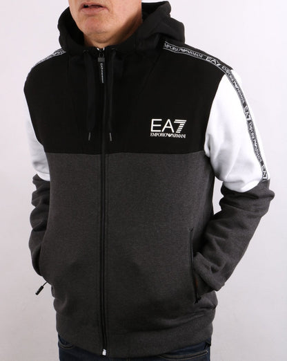 EA7 Trainingsanzug Schwarz/Weiß/Grau