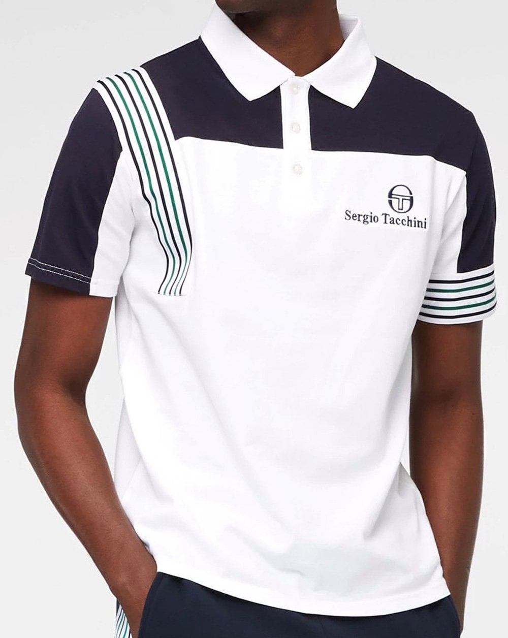 Sergio Tacchini Mats Poloshirt Weiß/Marineblau/Grün