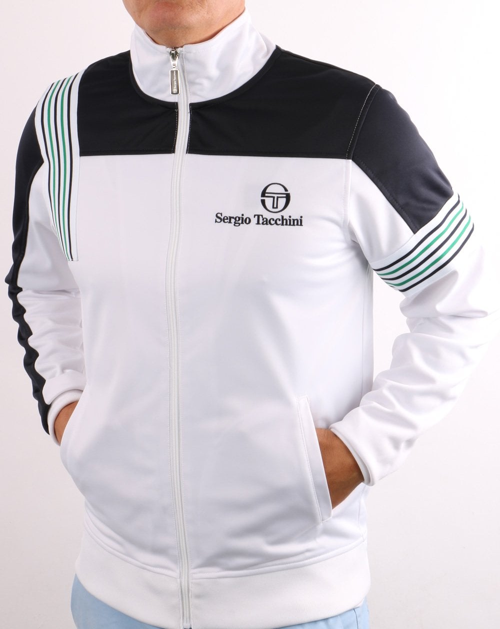Sergio Tacchini Wilander Trainingsjacke Weiß/Marineblau/Grün
