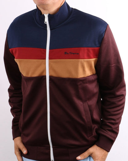 Ben Sherman – Trainingsoberteil im Farbblockdesign in Bordeaux