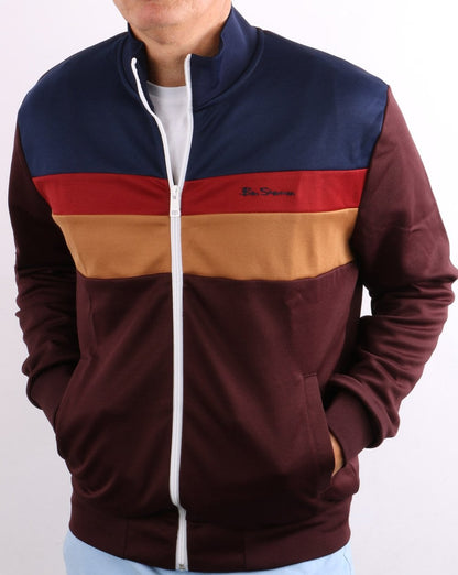 Ben Sherman – Trainingsoberteil im Farbblockdesign in Bordeaux