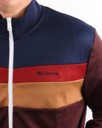 Ben Sherman – Trainingsoberteil im Farbblockdesign in Bordeaux