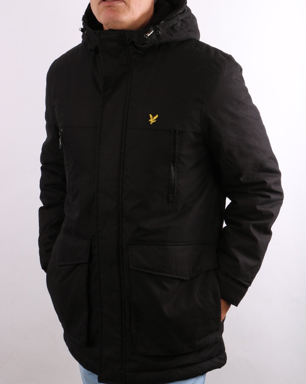 Lyle &amp; Scott – Parka mit Microfleece-Futter, tiefschwarz