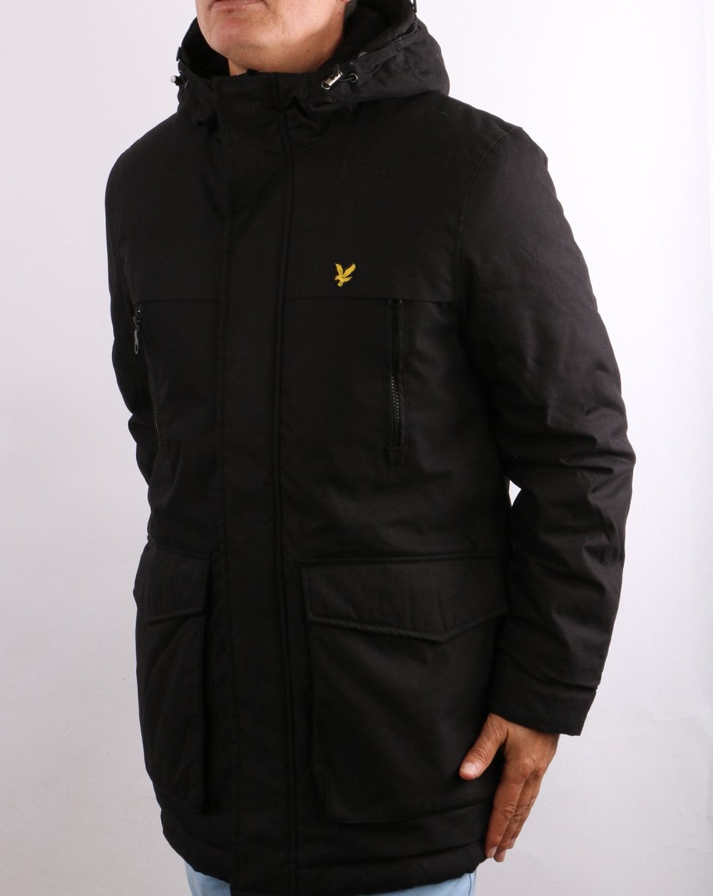 Lyle &amp; Scott – Parka mit Microfleece-Futter, tiefschwarz