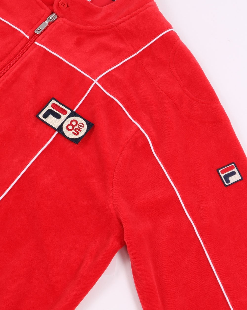 Fila Vintage Terrinda Velour Pro Badge Trainingsjacke Rot
