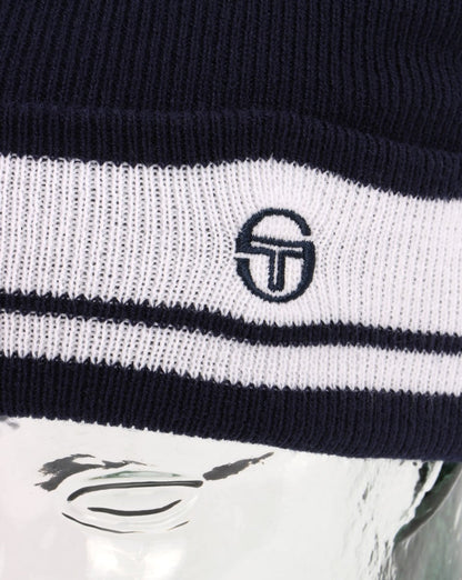 Sergio Tacchini Sellars Turn Up Beanie Marineblau/Weiß