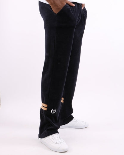 Sergio Tacchini – Orion – Velours-Trainingshose in Marineblau/Hellbraun