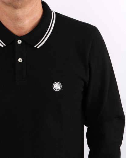Pretty Green Barton Langarm-Poloshirt Schwarz