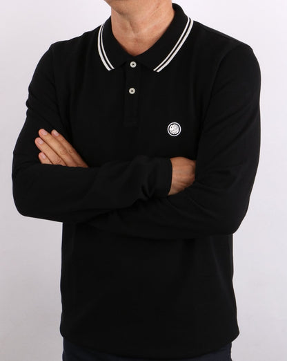 Pretty Green Barton Langarm-Poloshirt Schwarz