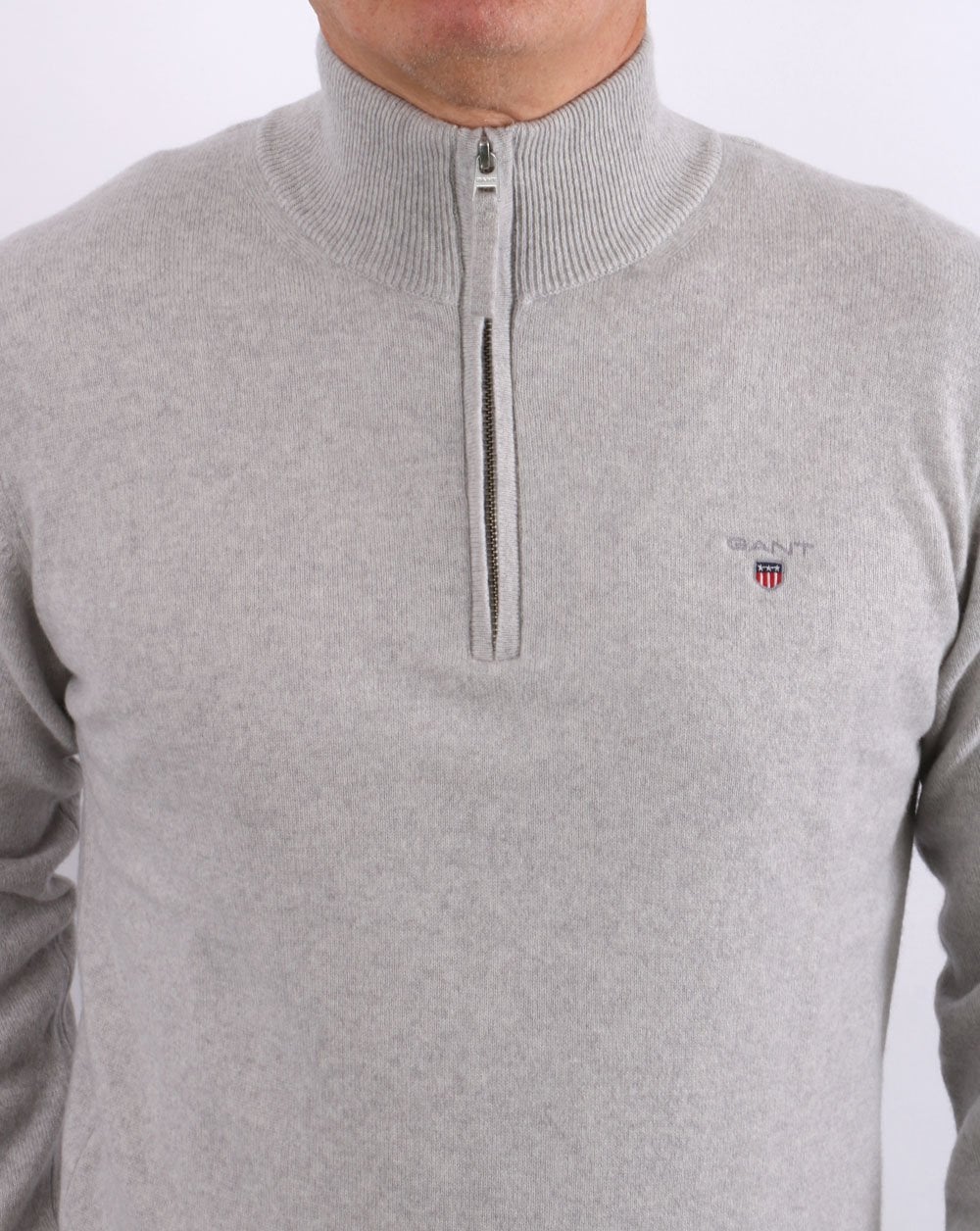 Gant Lambswool Half Zip Hellgrau Melange
