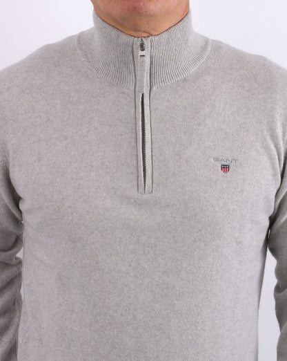 Gant Lambswool Half Zip Hellgrau Melange